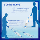 Pulitore Aspiratore per Piscine a Batteria con Palo Telescopico Bianco e Blu