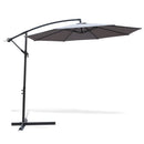 Ombrellone Lampara da Giardino Palo Laterale Ø300x245 cm in Acciaio e Poliestere Grigio Kios      