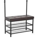 Panchina Ingresso con Appendiabiti in Metallo Imbottita Marrone 72.5x35x180 cm 