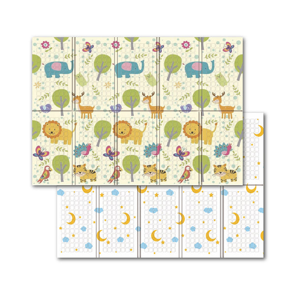 acquista Tappeto Pieghevole per Bambini 180x150 cm Antiscivolo Double Face con Borsa Cloudy