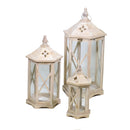 Set 3 Lanterne da Giardino in Legno 36x31,5H72cm Esagono Naturale