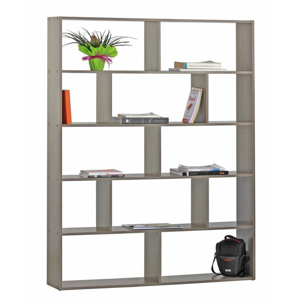 Libreria 12 Ripiani 124x160x24 cm in Legno MDF Rovere Scuro prezzo