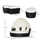 Set Salotto da Giardino in Rattan Divano Circolare con Tettuccio  Nero e Beige