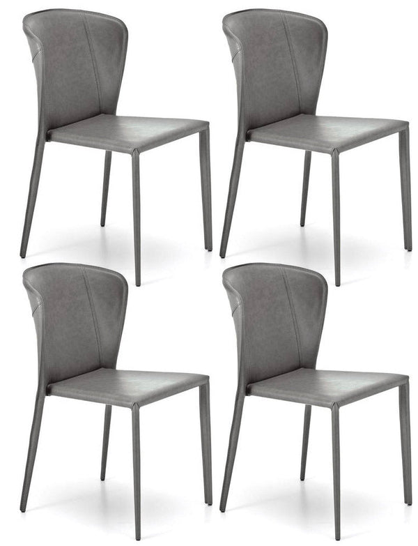 online Set 4 Sedie 49x56xH82 cm in Similcuoio Break Grigio Chiaro