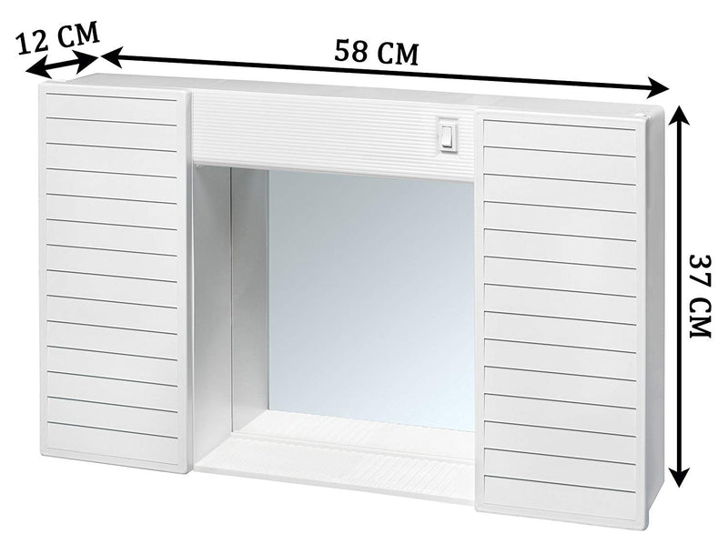 Mobiletto Specchiera da Bagno 2 Ante in PVC 58x37x12cm con Luce Forlani Funny Bianco