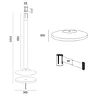 2 Colonnine Tendinastro 3 metri in Metallo Nero Opaco Ø36x101 cm Nastro Bianco