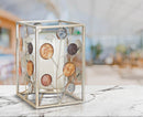 Portacandele Bixy 14,5x14,5x21 cm in Ferro e Vetro Multicolor