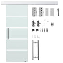 Porta Scorrevole Vetrata 77,5x205 cm Satinata a Strisce 