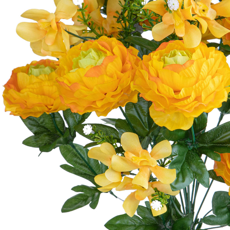 Set 2 Bouquet Artificiale Ranuncoli/Orchidea Artificiali X 18 50 cm 