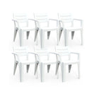 Set 6 Sedie da Giardino Keter Julie 61,5x58,5x79 cm Effetto Legno Bianco 