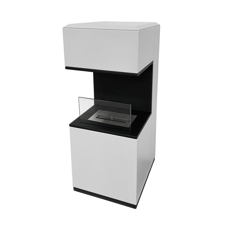 Camino a Bioetanolo da Pavimento 38x38x100 cm Oslo in acciaio Bianco  