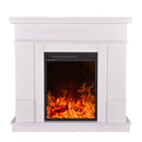 Camino Elettrico da Pavimento 100x103,4x30 cm Effetto Fiamma 1500W Rodos & Miriam Bianco