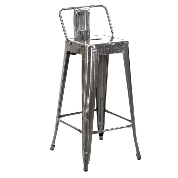 online Sgabello con Schienale New Bristol 42x42xh77/94 cm in Ferro Galvanizzato con seduta in Legno