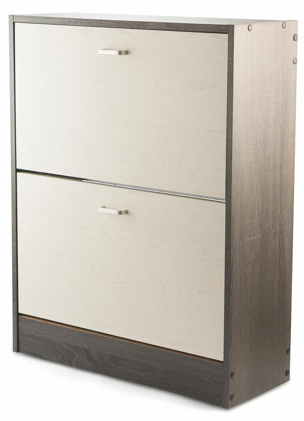 acquista Scarpiera 2 Scomparti in MDF 63x24x80 cm Soriani Bianco e Grigio Scuro