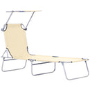 Lettino Prendisole da Giardino Pieghevole 187x58x36 cm in Metallo e Tessuto Oxford Beige