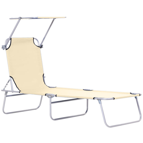 prezzo Lettino Prendisole da Giardino Pieghevole 187x58x36 cm in Metallo e Tessuto Oxford Beige