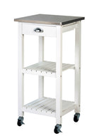 Carrello da Cucina in Legno Bianco e Inox Tosini KT004S