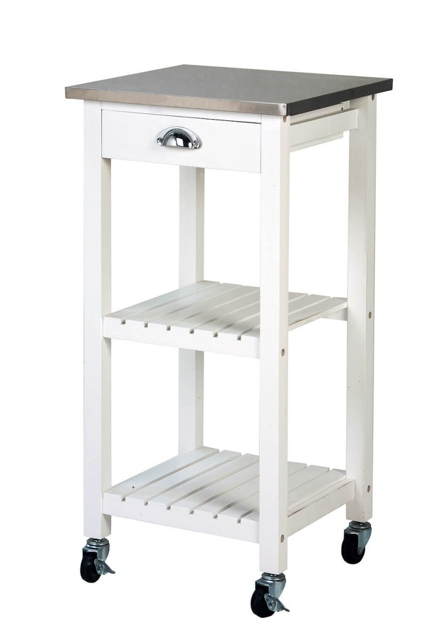Carrello da Cucina in Legno Bianco e Inox Tosini KT004S sconto