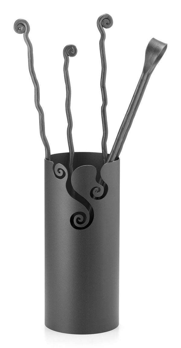 acquista Set Camino 4 Pezzi con Barilotto Ø15x60 cm in Ferro Belfer 3001 Antracite