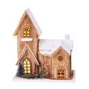 Casetta con Neve con 10 Led 31 cm in Legno e Plastica