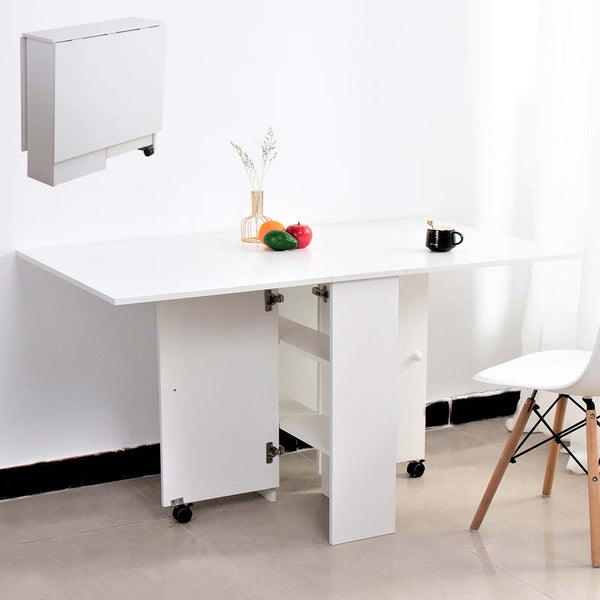 online Tavolo Pieghevole Salvaspazio in Legno Bianco