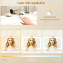 Consolle Trucco con Specchio 118x78x135 cm con Specchio e Luci LED Regolabili in MDF Bianco  