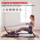 Vogatore Pieghevole Multiuso 158x43x43 cm con Bande di Resistenza Capacità 120 kg in Metallo e ABS Rosso e Nero      