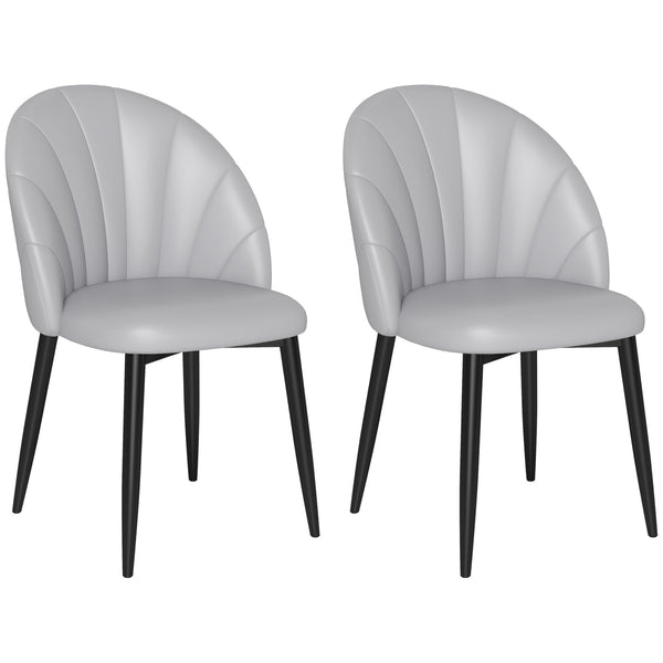 Set 2 Sedie da Pranzo Schienale a Conchiglia in Pelle PU Grigio Chiaro prezzo