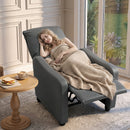 Poltrona Relax Reclinabile Manuale 155° 69x91x100 cm con Poggiapiedi in Pelle PU Grigio Scuro      