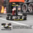Sgabello da Officina con Ruote 38x38x38-50 cm ad Altezza Regolabile in Acciaio e Finta Pelle Arancione      