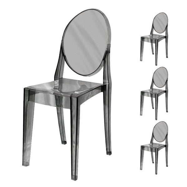Set 4 Sedie 38x46x90,5 cm in Policarbonato da Interno Elizabet Grigio Fume acquista