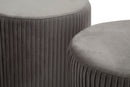 Panca con Contenitore e Sgabelli Shopy Grigia Set 3 Pz 80x37x42 cm - Ø29x35 cm in Ferro e MDF e Spugna e Poliestere Grigio e Oro      