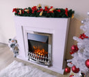 Camino Elettrico da Pavimento 85x95x30 cm Effetto Fiamma 2000W Arthur & Galileo Silver Bianco