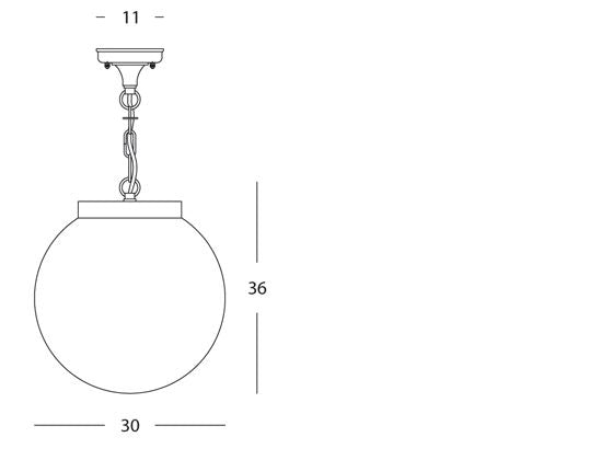 Lampada Sospesa Colore Nero Diametro 30Cm da Esterno Linea Sfera Livos