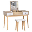 Consolle Trucco Moderna 100x45x118 cm con Specchio e Sgabello 