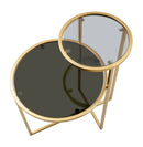 Tavolinetto 2 Levels 50x40x60,5 cm in Ferro e Vetro Oro      