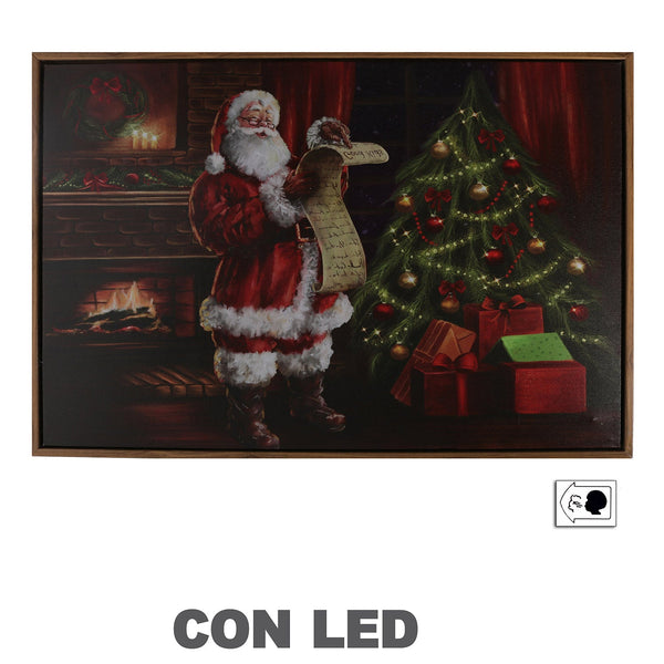 acquista Quadro in Legno con Led babbo natale rettangolare cm 63x43x3,3