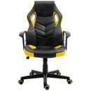 Sedia da Gaming Girevole Reclinabile in Similpelle  Nera e Gialla