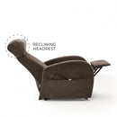 Poltrona Alzapersona Elettrica 2 Motori 74x85x160 cm in Tessuto Marrone