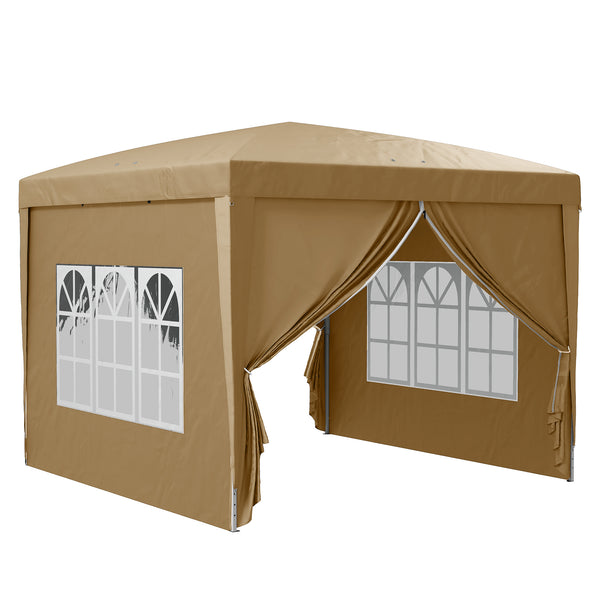 sconto Gazebo da Esterno 3x3 m Pieghevole con 4 Pannelli Laterali in Acciaio e Tessuto Oxford Cachi