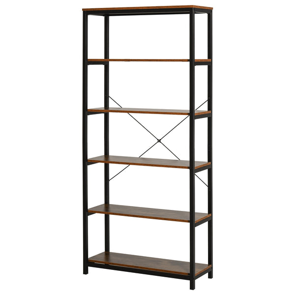 acquista Libreria 6 Ripiani 80x30x180 cm in Legno e Metallo Nera