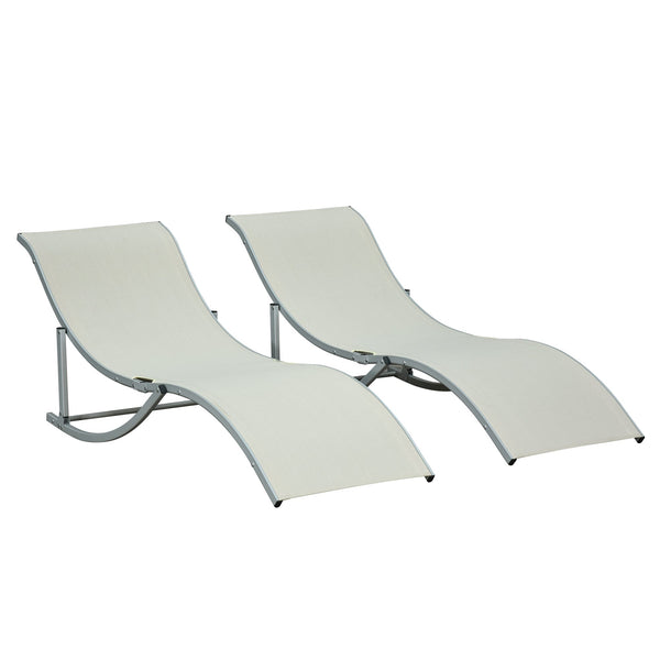 Set 2 Lettini Prendisole da Giardino 61x165x63 cm in Alluminio e Textilene Beige online
