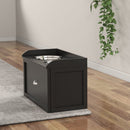 Ciotole per Cani Rialzate 60x30x36 cm in Acciaio Inox e Legno con Cassetto Nero   