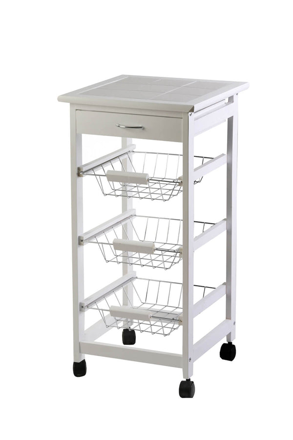 Carrello da Cucina in Legno Bianco 3 Cestelli Tosini A308-28S prezzo