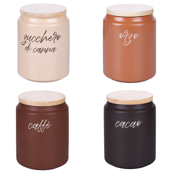 Set 4 Barattoli Cacao Zucchero Caffè Orzo 900 ml in Gres VdE Tivoli 1996 Shades of chocolate acquista