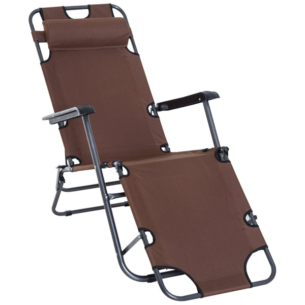 Sedia Sdraio Reclinabile Pieghevole in Metallo e Textilene Marrone sconto