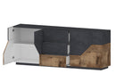 Credenza 4 Ante + 3 Cassetti 220,1x43x86 cm Alien Ardesia e Acero Pereira