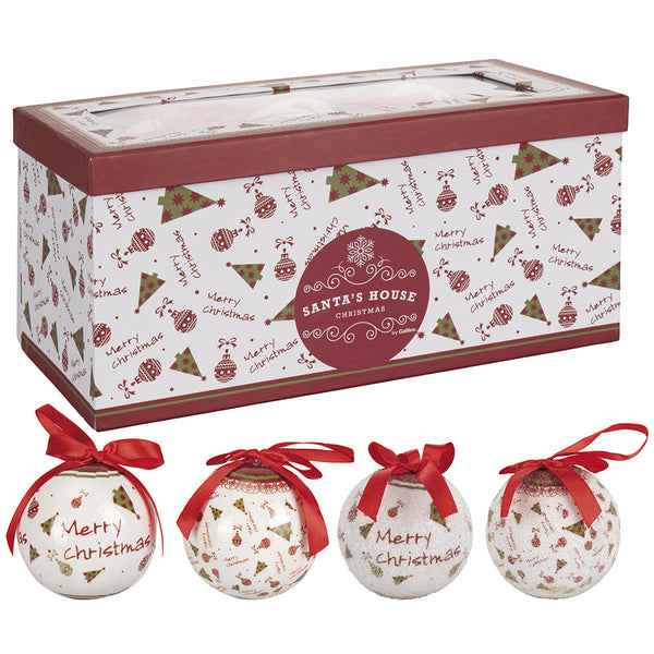 sconto Set 14 Palle di Natale Ø7,5 cm in Polyfoam con Box Bianco
