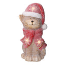 Gatto in Resina con Led cappello rosso cm 19,5x18,5xh40
