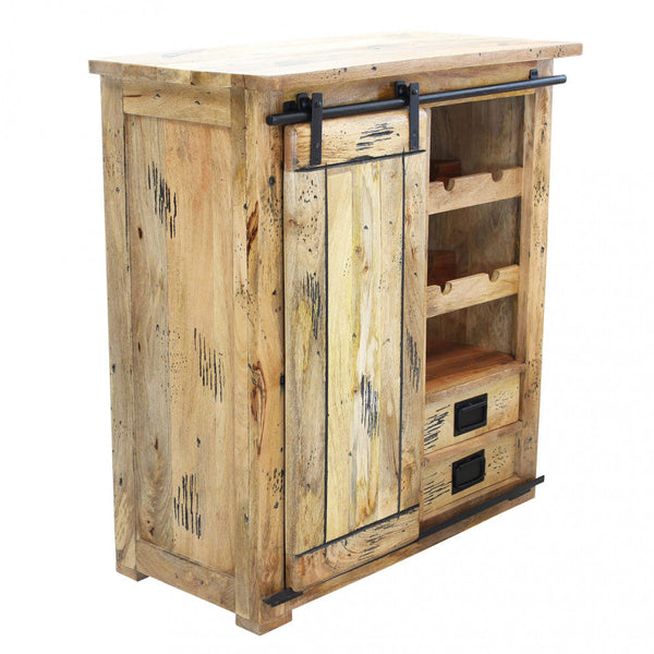 acquista Mobile Cantinetta Portabottiglie 1 Anta 2 Ripiani e Cassetti 90x45x100 h cm in Legno